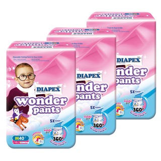 ยกลัง 3 ห่อ Wonder pants ผ้าอ้อมเด็ก แพมเพิส ไดเพ็กส์ Diapex wonder pants กางเกง