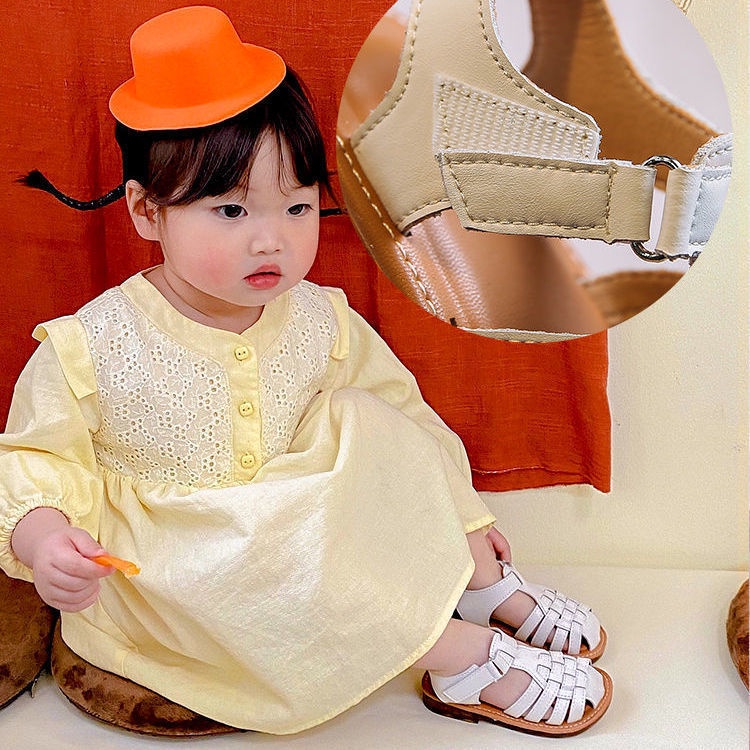 รองเท้าแตะทอ-หญิง-baotou-รองเท้าแตะ-2023-ฤดูร้อนใหม่ทอด้านล่างนุ่มลื่นรองเท้าชายหาดเวอร์ชั่นเกาหลีเด็กด้านล่างนุ่มรองเท