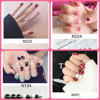 สินค้า ส่งเร็วที่สุด🔥เล็บปลอม สีเจลสไตล์เกาหลี 24 ชิ้น พรีเมียม N-nail ชุด2 ☑️พร้อมส่ง