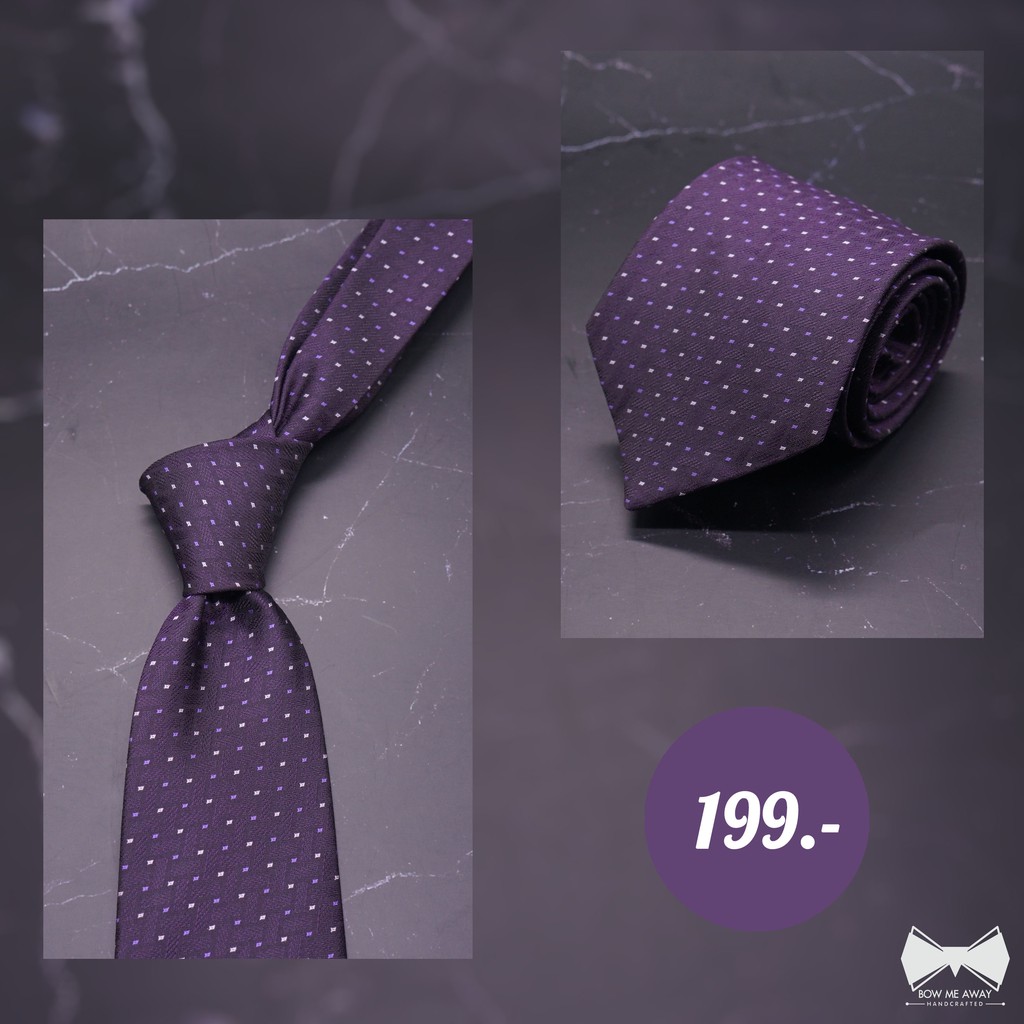 ภาพหน้าปกสินค้าเนคไทสีม่วงลายจุด - Purple With White Dot Necktie