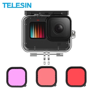 GoPro 12 / 11 / 10 / 9 Telesin Waterproof Case + 3 Red Filters เคสกันน้ำ + เรดฟิลเตอร์