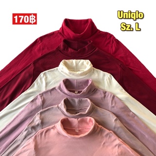❄️🌨🛋 เสื้อคอเต่าแขนยาว Uniqlo size L, เสื้อคอเต่าสีพื้น เสื้อคอเต่า สเวตเตอร์