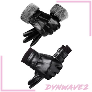 [Dynwave2] Men Women Winter Gloves PU Leather Thick Warm Waterproof for Ski Outdoor