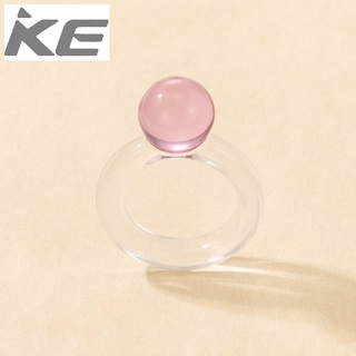 Korean cool simple design creative resin ring female geometric transparent bead index finger r