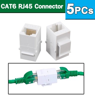 หัว RJ45 CAT6 สีขาว เมีย-เมีย  5 หัว ( 5PCs CAT6 RJ45 for Keystone Jack Female Coupler Insert Snap-in Wall Plate )