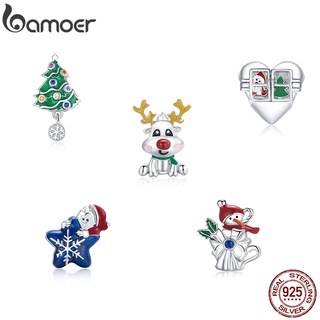 Bamoer Beads Christmas Series 5 Styles Sterling Silver 925 Charms for Bracelet & Necklace DIY Jewelry Accessories BSC372