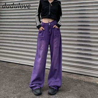 DaDulove💕 New Ins Korean Version of Purple Jeans Gradient Loose High Waist Wide Leg Pants Fashion Womens Clothing