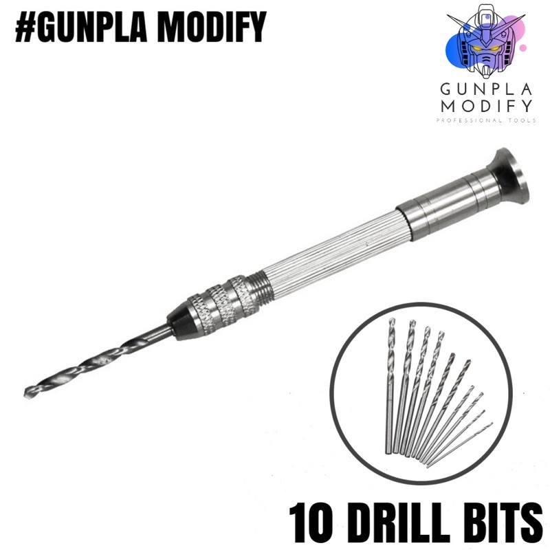 ภาพหน้าปกสินค้าสว่านมือขนาดเล็ก สำหรับเจาะโมเดล Hand Drill พร้อมดอกสว่าน 10 ดอก จากร้าน gunplamodify บน Shopee