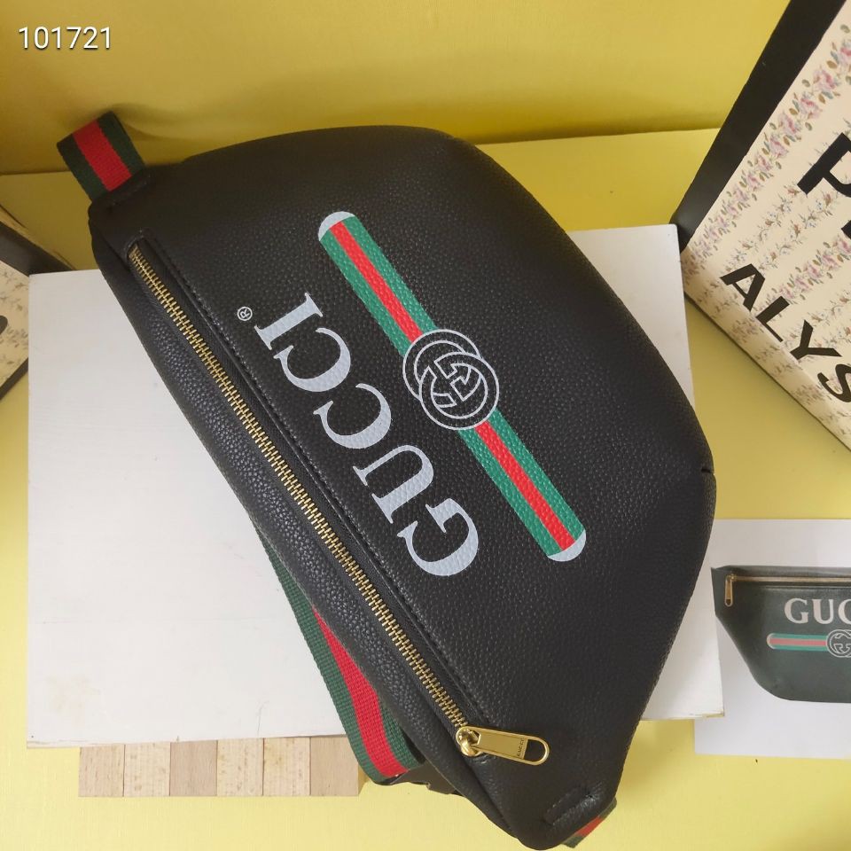 กระเป๋าเข็มขัดพิมพ์ลาย-gucci-สีดำและสีขาว-เตรียมส่งของแท้-100