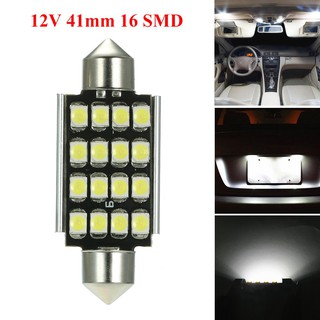 สีขาว 12V 41mm 16 SMD 3528 ตกแต่งภายในรถโดมไฟ LED โคมไฟหลอดไฟ LED