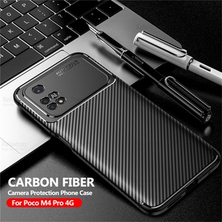 เคสคาร์บอนไฟเบอร์ เนื้อแมตต์ ป้องกันกล้อง สําหรับ Xiaomi Poco M4 Pro 4G Little Pocco M 4 Pocom4 M4Pro