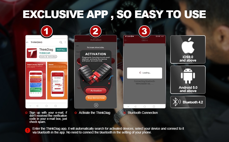 มุมมองเพิ่มเติมของสินค้า Thinkcar Thinkdiag Obd2 เครื่องสแกนเนอร์ 1 ปี ซอฟต์แวร์เต็มรูปแบบ บลูทูธ เครื่องมือวิเคราะห์รถยนต์