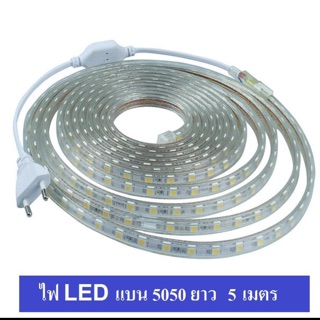 สินค้า ไฟเส้นสายยางแบนไฟสายยางยาว 5เมตร สีขาว , สีนวล  LED ROPE LIGHT (แถมฟรีปลั๊กสำหรับเสียบยาง)เสียบใช้งานได้เลย