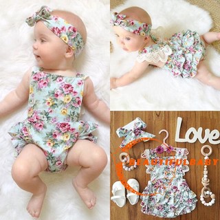 EHA-ทารกแรกเกิดเด็กทารกชุดเสื้อผ้าชุด Floral ชุดลูกไม้สีม่วง Romper Sunsuit