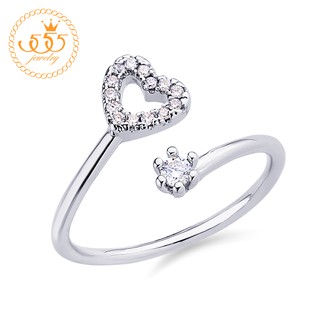555jewelry แหวนแฟชั่นผู้หญิง แหวนไขว้รูปหัวใจ ประดับเพชร CZ สวยหวาน น่ารัก รุ่น MNC-BRR014 - แหวนสวยๆ (R34)