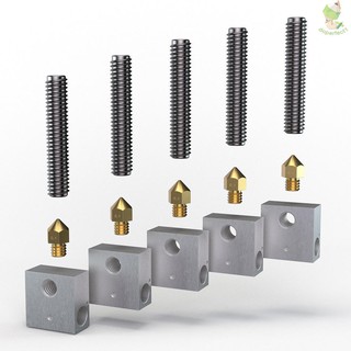 Anet  15Pcs/Pack 0.4mm Brass Nozzle Extruder Print Head + Heater Block Hotend + 1.75mm Throat Tubes Pipes for Anet A8 A6 Ender 3 3D Printer Accessories