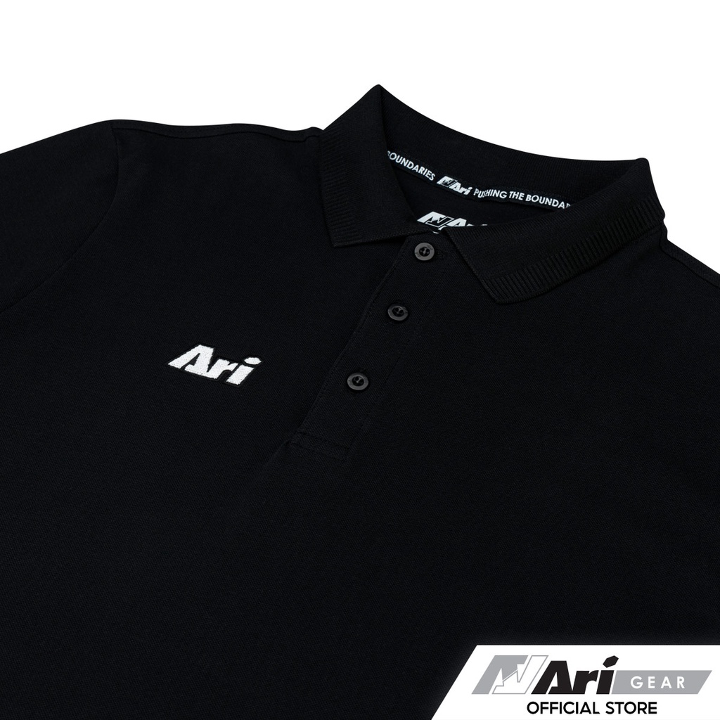 ari-essential-smart-polo-black-white-เสื้อโปโล-อาริ-essential-smart-สีดำ