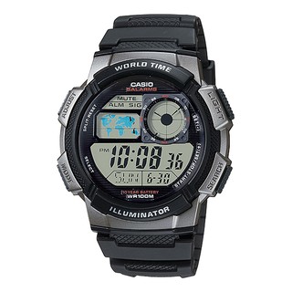 สินค้า Casio Standard นาฬิกาข้อมือผู้ชาย สายเรซิ่น สีดำ รุ่น AE-1000W,AE-1000W-1B,AE-1000W-1BVDF