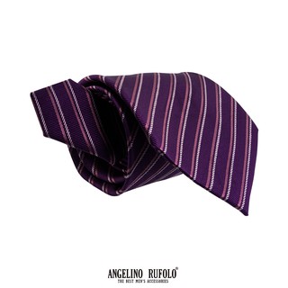 ANGELINO RUFOLO Necktie(NTN1750-ทาง) เนคไทผ้าไหมทออิตาลี่คุณภาพเยี่ยม ดีไซน์ Stripes ม่วง/น้ำตาล/ฟ้า/ส้ม/เขียว/แดง