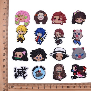 Jibitz Demon Slayer Croc Charm Pins Tanjiro Jibbits อุปกรณ์เสริมตกแต่งรองเท้า สําหรับเด็ก