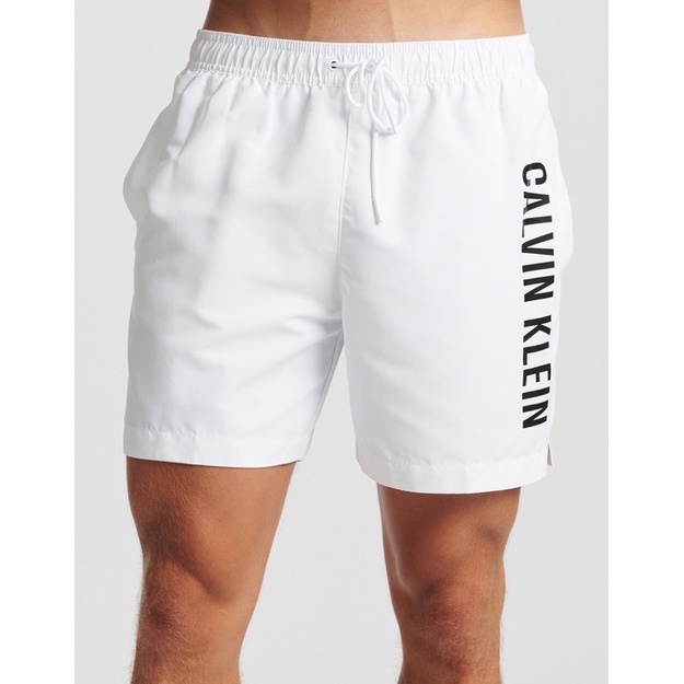 พร้อมส่ง-size-2xl-กางเกงว่ายน้ำ-calvin-klein-drawstring-swim-shorts-สีขาว