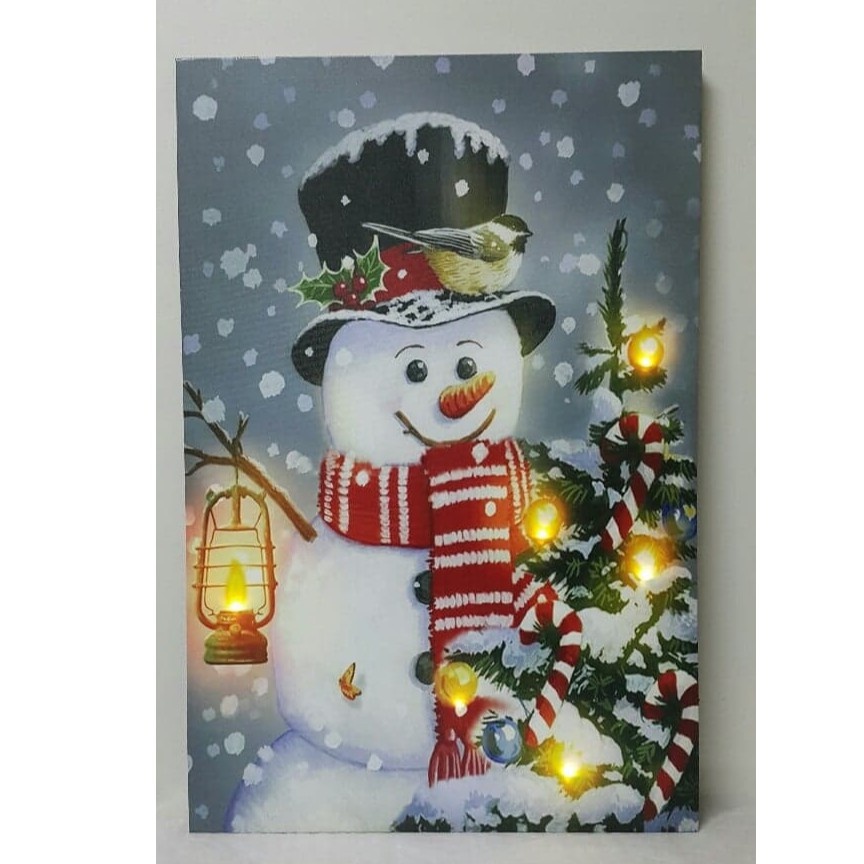 รูปภาพติดผนังมีไฟ-led-ตุ๊กตาหิมะ-size-40x60-cm-16435