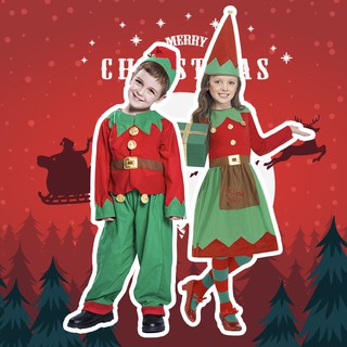 สินค้า ❤พร้อมส่ง❤ชุดคริสต์มาสสำหรับเด็ก เด็กหญิงและเด็กชายชุดซานตาคลอส คริสต์มาสเอลฟ์คอสเพลย์ กระโปรงแฟนซีคริสต์มาส