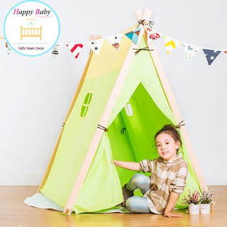 เต้นท์เด็กทรงยาว Lemon Green KID TENT พื้นสีเขียว คาดเหลือง รุ่น T3#004  น่านอนมาก