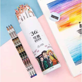 [พร้อมส่ง] สีไม้ลบได้ 36 สี สีไม้ลายดาบพิฆาตอสูร Demon Slayer