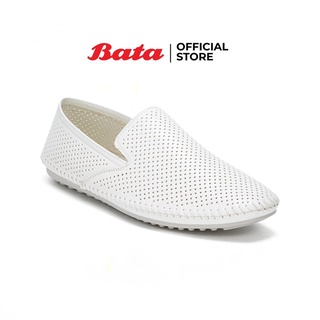 Bata บาจา รองเท้าสลิปออน แบบสวม ส้นแบน สวมใส่ง่าย น้ำหนักเบา รองรับน้ำหนักเท้า สำหรับผู้ชาย รุ่น Cast สีขาว 8511010
