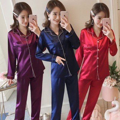 ราคาต่ำสุด-สไตล์ญี่ปุ่นและเกาหลี-ชุดนอนผ้าซาตินสำหรับสุภาพสตรี-7-สี-กางเกง-เสื้อ-m-5xl