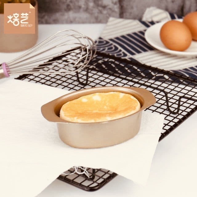 พิมพ์อบชีสเค้ก-พิมพ์อบเค้กไข่ไต้หวัน-พิมพ์ทรงรี-สีทองเคลือบ-non-stick