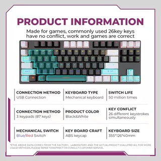 ภาพขนาดย่อของภาพหน้าปกสินค้าLEAVEN K550 Mechanical Keyboard คีย์บอร์ดเครื่องกลถอดเปลี่ยนได้ทันที 87คีย์การเล่นเกมแบบมีสาย RGB จากร้าน _j3k2tzi5k บน Shopee ภาพที่ 7