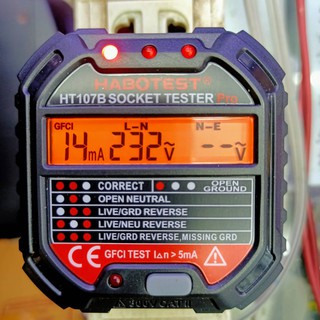 HABOTEST HT107B [ NEW 2020 ] Socket Testes Pro เครื่องตรวจปลั๊กวัดไฟดิจิตอล และ ตรวจกราวด์ สามารถใช้ตรวจสอบสายดินได้