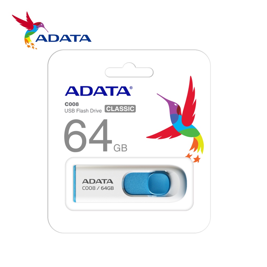 ภาพสินค้าAdata (แฟรชไดร์ฟ) รุ่น C008 USB Flash Drive 2.0 64GB สีฟ้า - (ADT-AC008-64G-RWE) จากร้าน adataofficial บน Shopee ภาพที่ 1