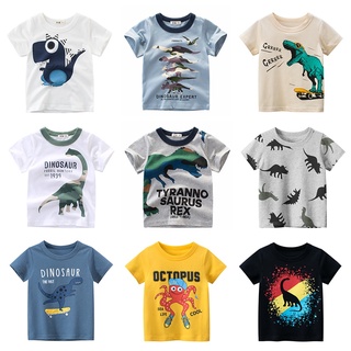 เสื้อยืด ผ้าฝ้าย พิมพ์ลายการ์ตูนปลาฉลาม เหมาะกับฤดูใบไม้ผลิ และฤดูร้อน สําหรับเด็กวัยหัดเดิน 2021