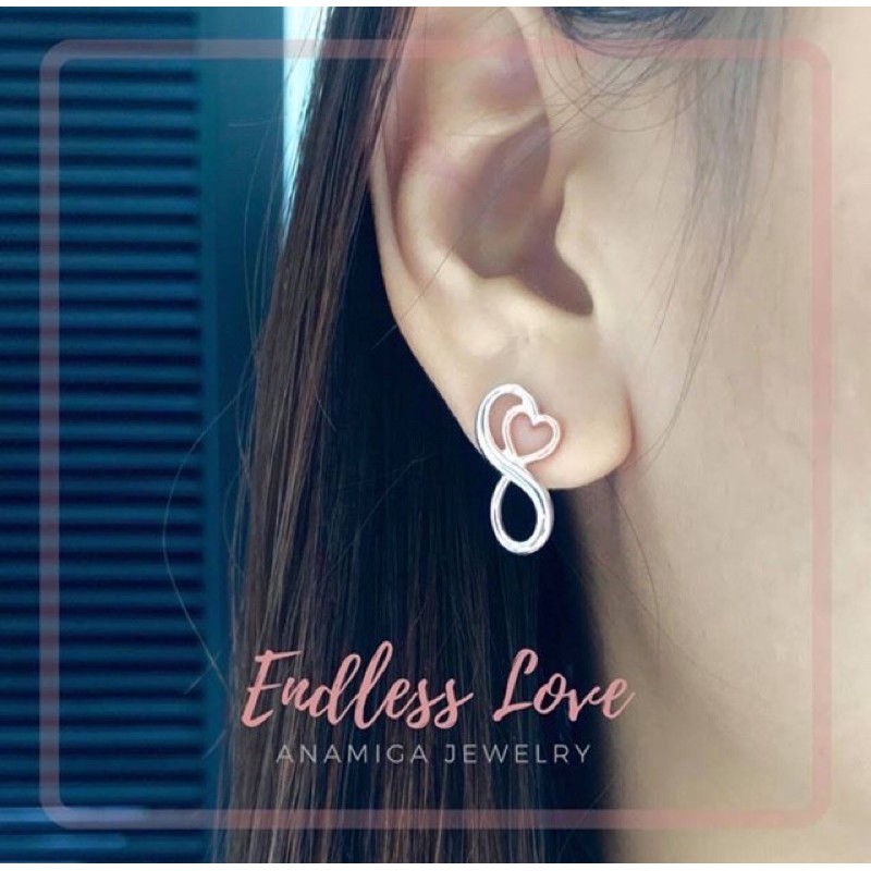 endless-love-earrings-ต่างหูเงิน-ชุบทองคำขาว-ชุบโรสโกลด์