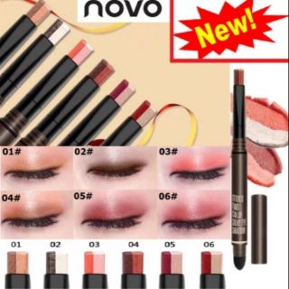 สีใหม่ รุ่นใหม่มีฟองน้ำเบลนสีNOVO StereoTwo Color Silky Eye Shadow