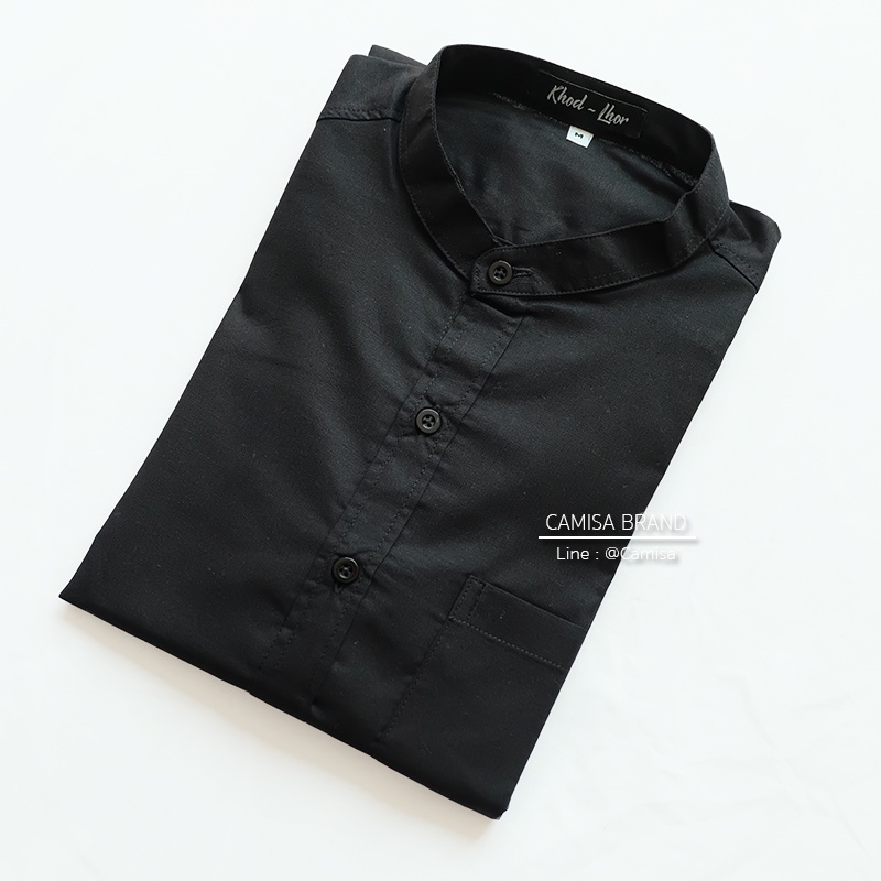 ภาพหน้าปกสินค้าCAMISA BRAND เชิ้ตคอจีน สีดำ(Y58) ผ้าCotton เสื้อทำงาน เสื้อใส่เที่ยว ดำ