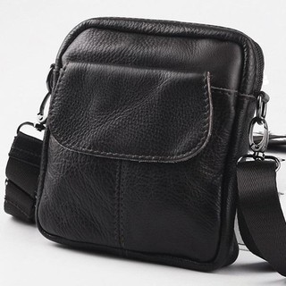 Fin 1 กระเป๋าสะพายหนังแท้ ไซส์ S Genuine Leather Shoulder Bag รุ่น 140X ( Black ) สีดำ