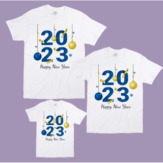 HAPPY NEW YEAR FAMILY T-SHIRT 2023 YEAR OF THE RABBIT COTTON WHITE TRENDYเสื้อยืด