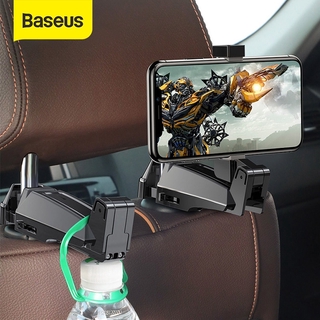 Baseus 2 in1 ตะขอพนักพิงศีรษะรถยนต์ พร้อมที่วางโทรศัพท์ ตะขอเบาะหลัง สําหรับกระเป๋าถือ กระเป๋าจัดระเบียบเบาะหลัง คลิปอเนกประสงค์