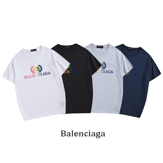 [S-5XL] Balenc&amp;ga เสื้อยืดแขนสั้น ผ้าฝ้าย พิมพ์ลายข้าวสาลี ไล่โทนสีรุ้ง พลัสไซซ์ สําหรับผู้ชาย และผู้หญิง