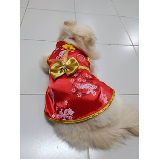 ชุดกีเพ้า น้องหมา สีแดงสดใส เสื้อผ้าสุนัข แฟชั่นสุนัข เสื้อผ้าแมว กีเพ้าแมว ตรุษจีน