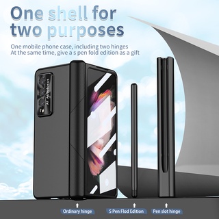 เคสโทรศัพท์มือถือแบบใส กันกระแทก พร้อมขาตั้งปากกา หรูหรา สําหรับ Samsung Galaxy Z Fold 4 Z Fold 3 Zfold 3 Z Fold 3