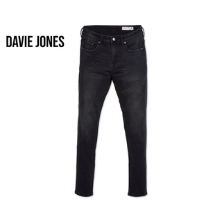 DAVIE JONES กางเกงยีนส์ ผู้ชาย ทรงสกินนี่ สีดำ Skinny Fit Jeans in black SK0046BK