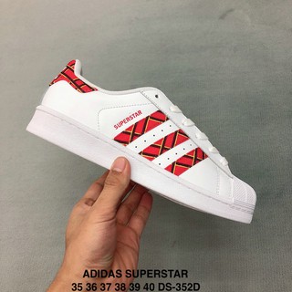 Adidas SUPERSTAR แฟชั่น ลำลอง รองเท้าสนีกเกอร์ รองเท้าผ้าใบ Red💯%