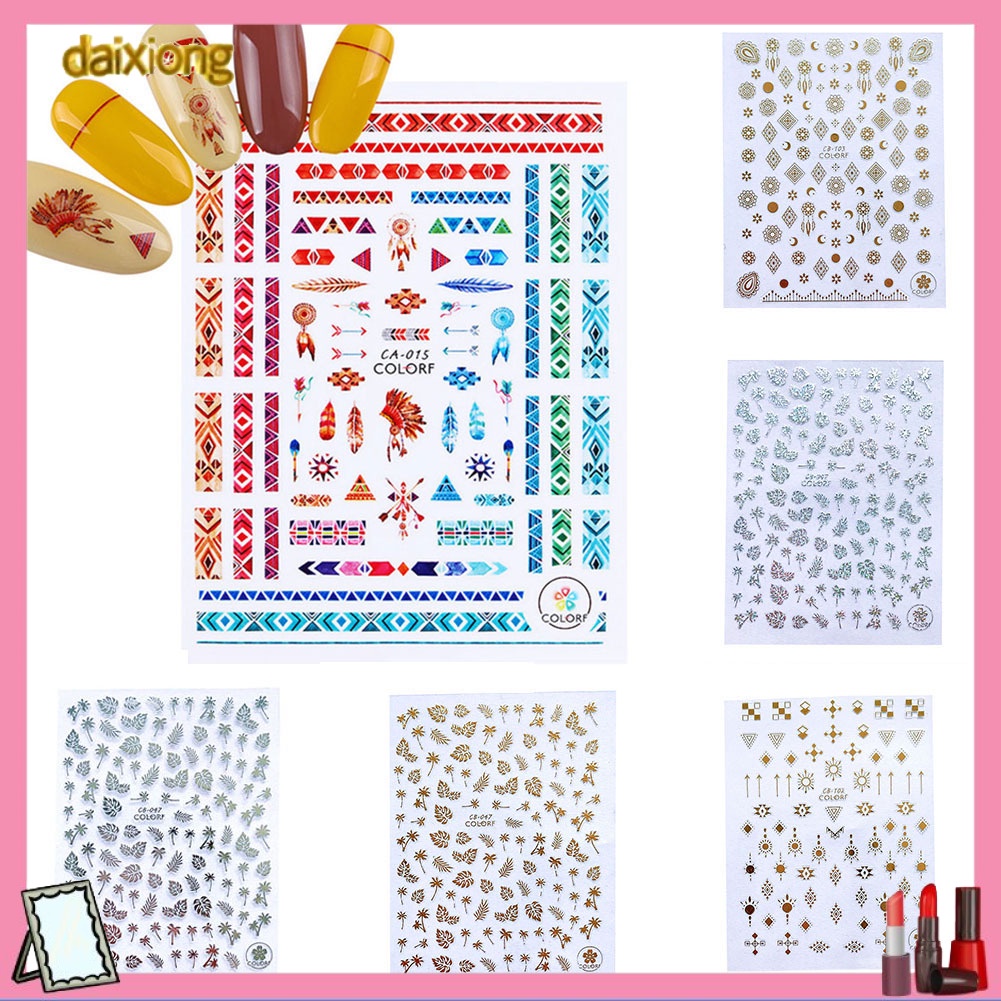 daixiong-fashion-coconut-tree-leaf-laser-nail-art-sticker-manicure-diy-decal-foil-decor