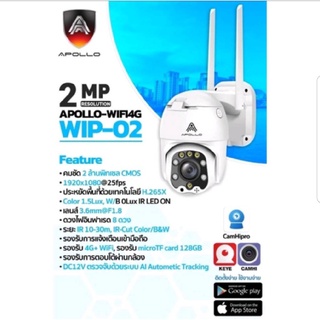 กล้องวงจรปิดรองรับสัญญาณWIFI 4Gความคมชัด2MP APOLLO-WIP-02