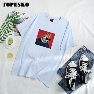 TOPESKO Funny Tshirt Men Hip Hop Dab Dog Printed T-shirt Women Shirt Harajuku Tshirt Ullzang Big Size Top Tees